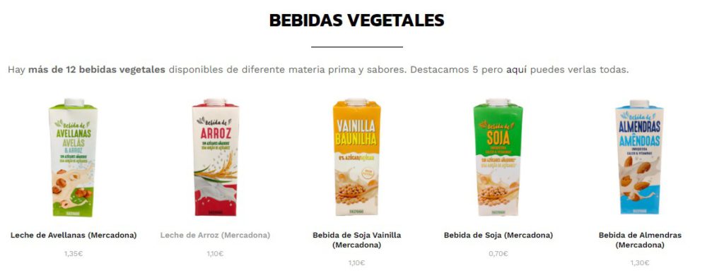 Vegetales veganos en Mercadona